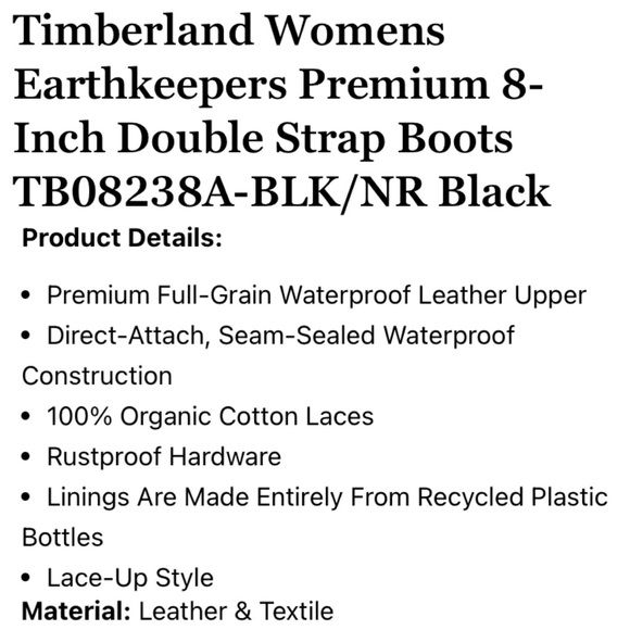 TIMBERLAND Earthkeepers 8238A Double Buckle Strap Black Leather Boots Size 7M - Picture 16 of 16